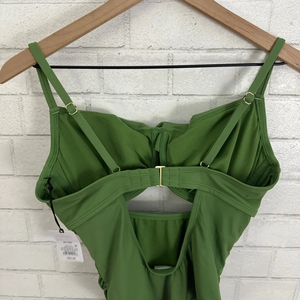 SHADE & SHORE Green High Leg Extra Cheeky One Piece Underwire Swim Suit